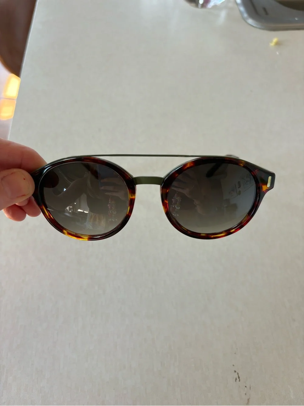Round Tortoiseshell Sunglasses with Double Bridge